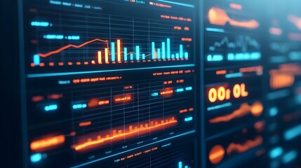 Obraz premium Dynamic Data Visualization on Digital Screens with Bright Colors