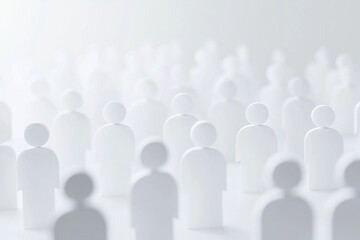 Obraz premium A group of white paper figures of people, on a light background, minimalistic style