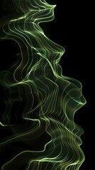 Digital technology green and black flowing lines poster background