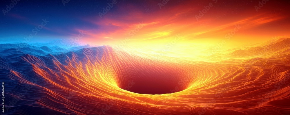 Aufkleber mesmerizing abstract landscape with vibrant orange and blue swirls creating a stunning visual depth 