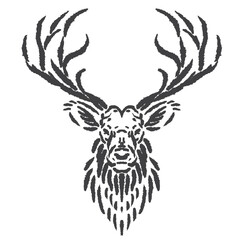 Fototapeta premium vector sketch of a deer's head with branching antlers