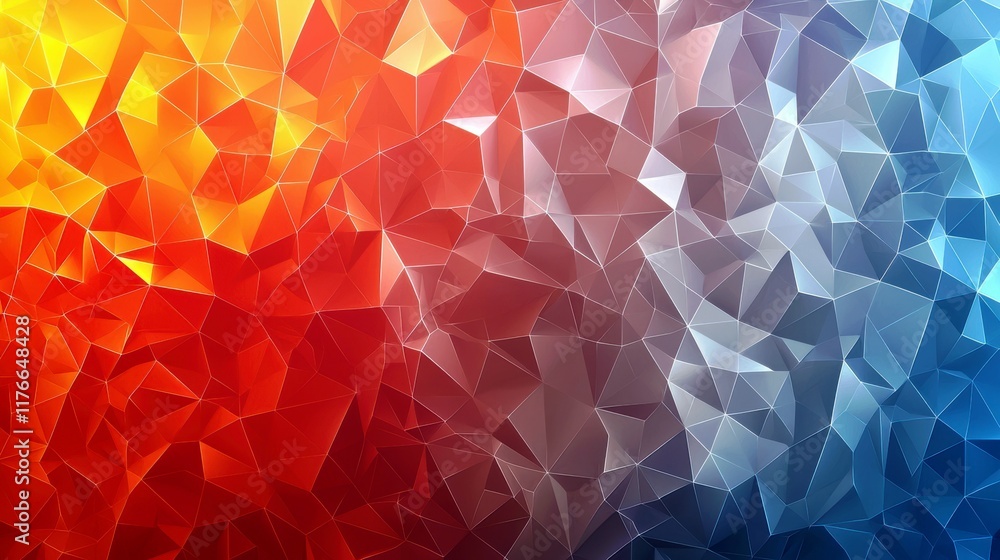 Aufkleber abstract geometric background featuring vibrant warm red and cool blue triangles for creative design
