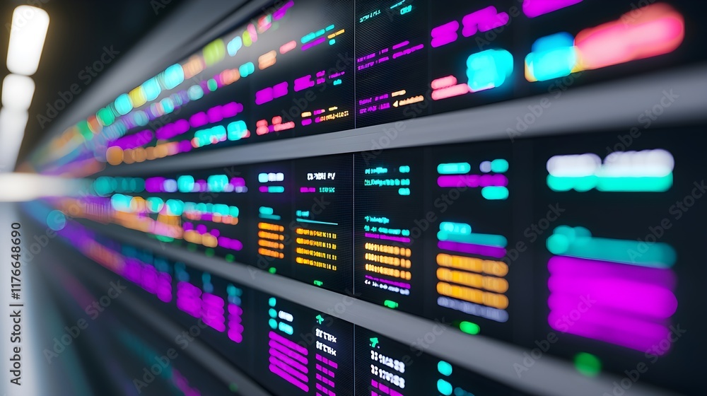 Aufkleber futuristic data visualization concept with neon colors and patterns