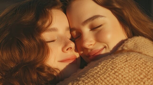 National Hugging Day: A warm embrace between friends under golden hour light
