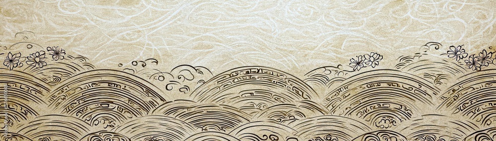 Aufkleber elegant abstract wave pattern with earthy tones and intricate line designs for background or decorat