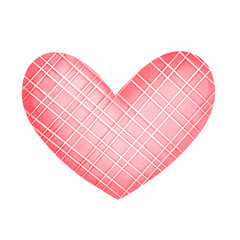Watercolor painting of a red-pink heart for Valentine's Day, for decorating various events.