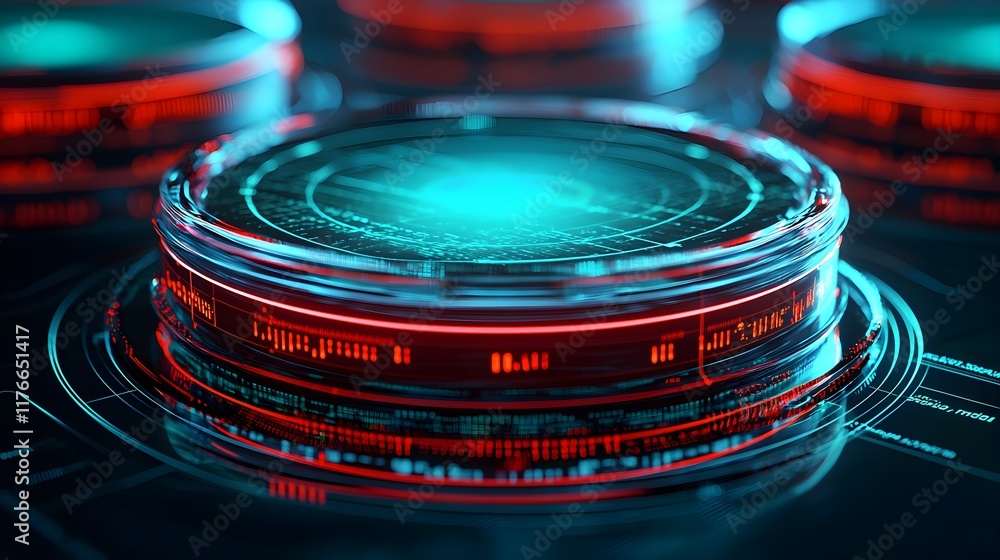Poster futuristic interface display with circular holographic projection