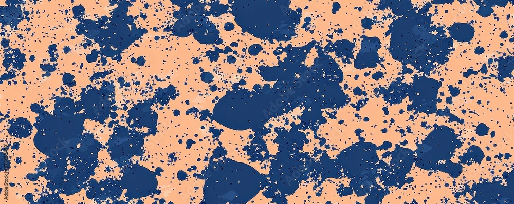 Poster abstract art design with blue splashes on peach background, unique patterns and textures for modern 