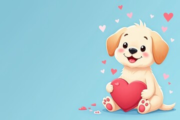 Painted puppy, Valentine's Day, space for text