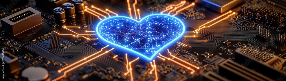 Aufkleber digital heart of technology: abstract representation of connections between love and innovation on c