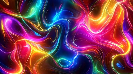 Fototapeta premium Abstract Vibrant Swirls of Neon Color Light