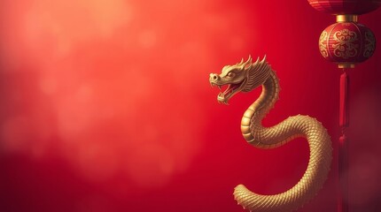 Obraz premium Chinese New Year background with red background and snake for Greeting card concept 