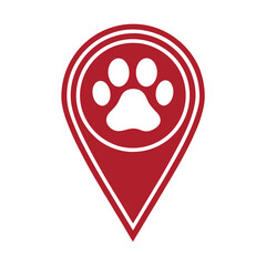 Minimalist Paw Print Location Pin Vector Design.