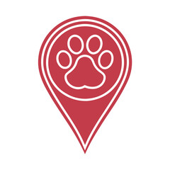 Minimalist Paw Print Location Pin Vector Design.
