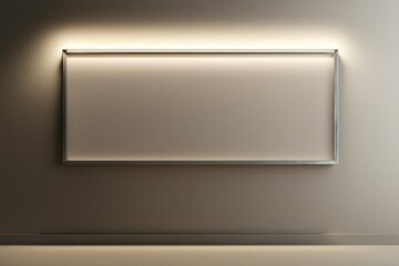 A neutral beige wall illuminated by a subtle, warm-toned spotlight above