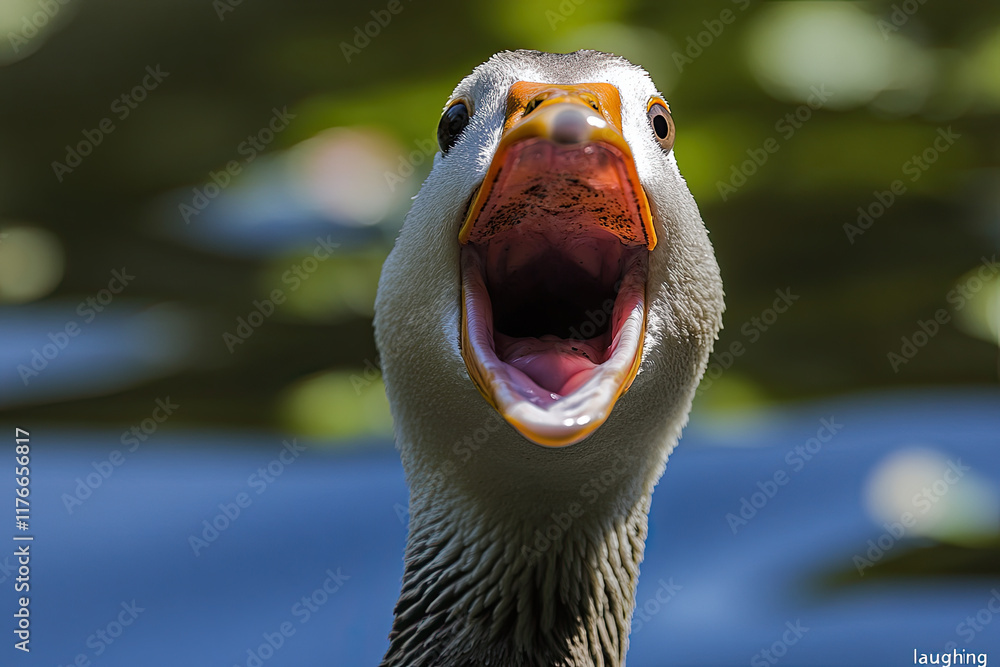 Canvas Prints duck with its beak wide open, looking as if it’s “laughing”