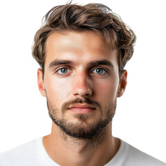 Obraz premium Close-Up Portrait of a Man with a Bright Gaze on transparent background