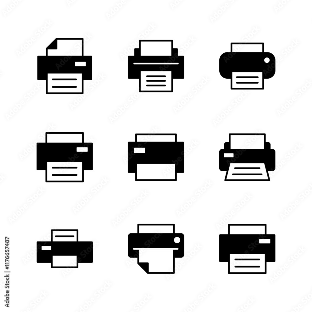 Poster print icon set. printer icon vector.