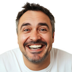 Obraz premium Joyful Portrait of a Man with a Broad Grin Against a White Background on transparent background