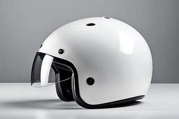 Fototapeta premium White bicycle helmet isolated on white background.