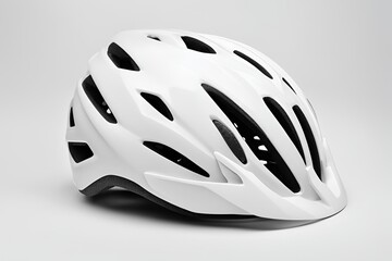 Fototapeta premium White bicycle helmet isolated on white background.