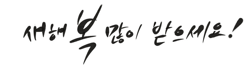 캘리그라피 새해 복 많이 받으세요 신년 인사 새해 인사 2025년 2025 을사년 Happy New Year in Korean, Calligraphy in Korean New Year's greeting lettering