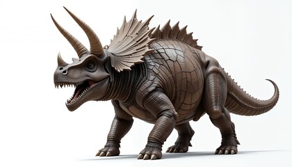 Fototapeta premium A Powerful Triceratops Dinosaur, 3D Rendered Image