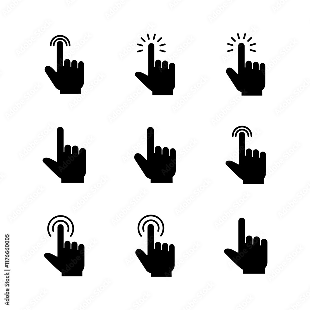 Aufkleber hand click icon set. pointer icon vector. hand cursor icon vector