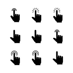Hand click icon set. pointer icon vector. hand cursor icon vector