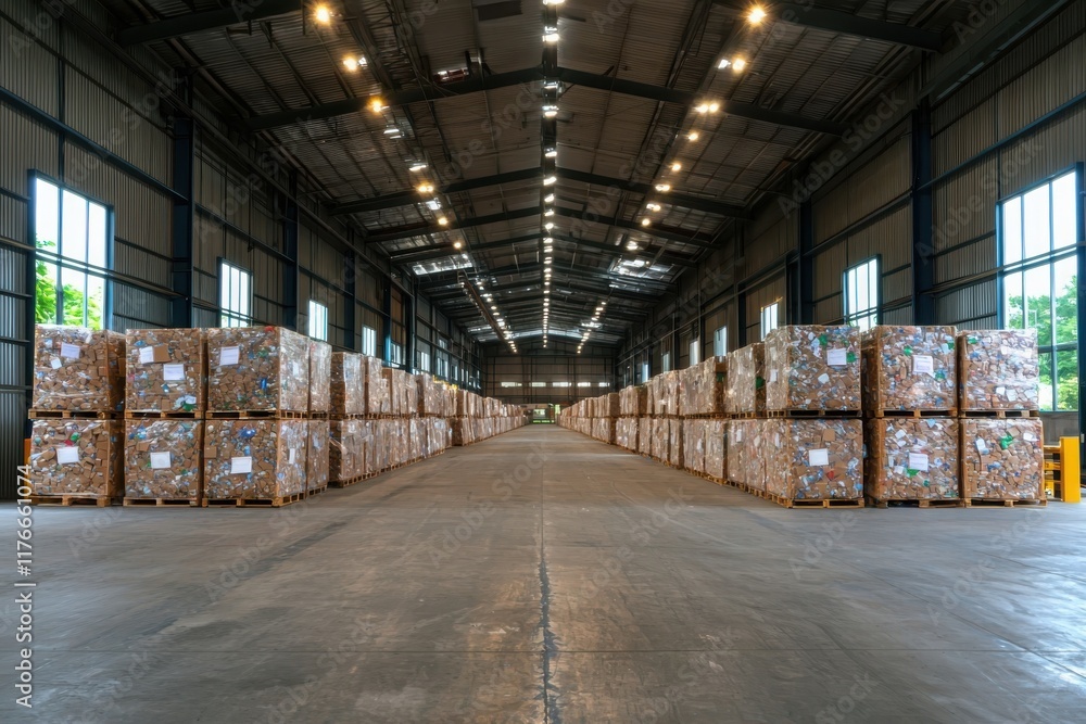 Aufkleber circular economy practices program implementing waste management solutions in industrial warehouse e
