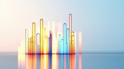 Obraz premium Colorful Abstract Visualization of Data Trends with Light Reflection and Depth Effects