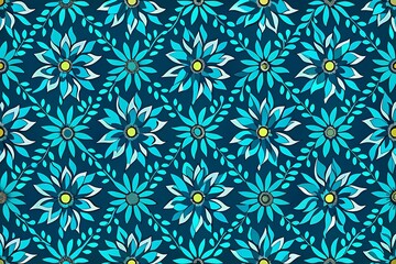 Abstract Floral Pattern In Blue Hues
