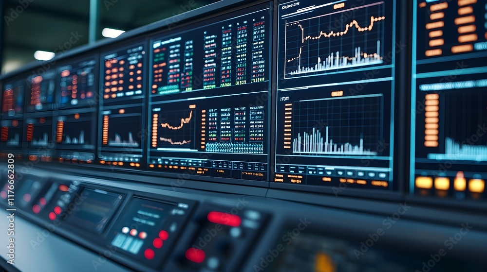 Aufkleber modern financial trading dashboard with graphs and data panels