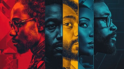 Vibrant black history month celebration flyer design with circular motif. Black History Month