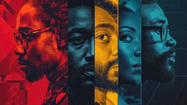 Vibrant black history month celebration flyer design with circular motif. Black History Month