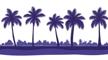 Silhouette Palm Trees Tropical Beach Scene