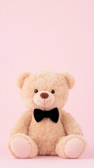 Cute teddy bear portrait studio setting soft toy photography minimalist background adorable concept