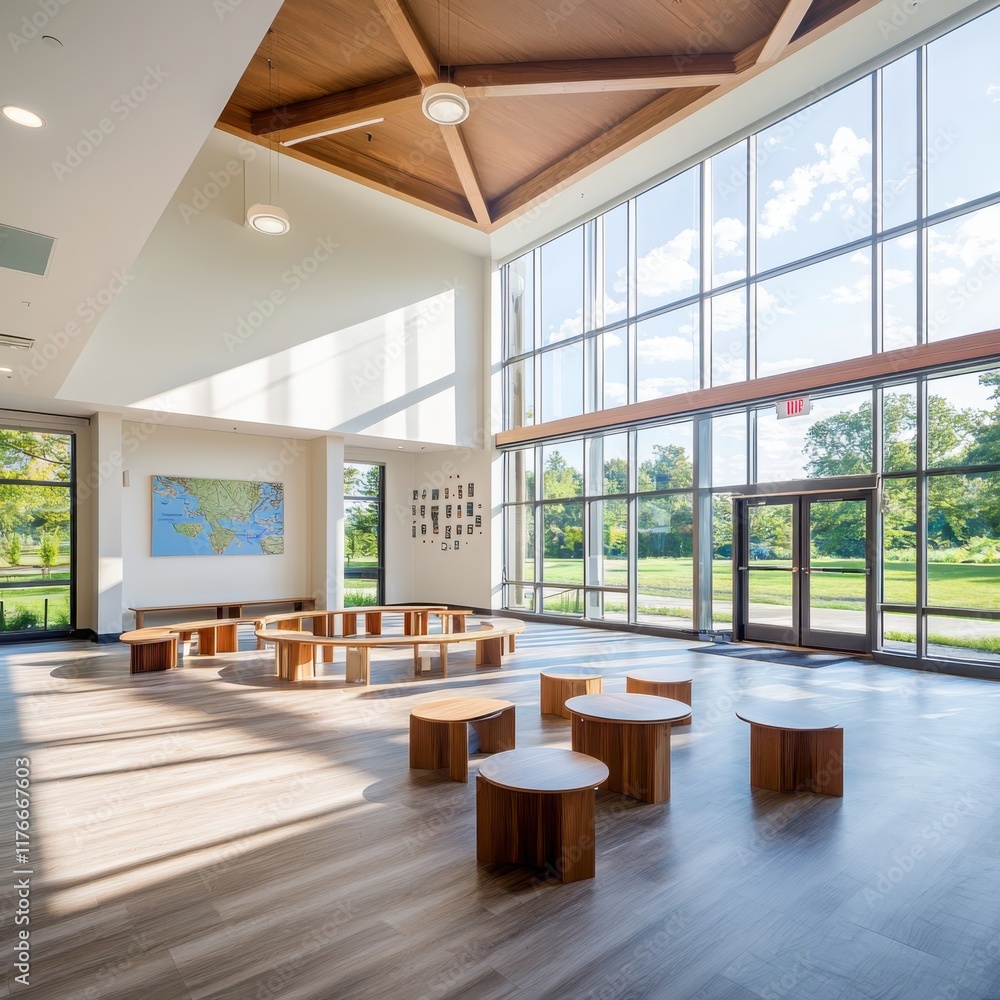 Aufkleber collaborative learning space design in community center public area modern architecture natural ligh