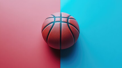 Fototapeta premium A basketball at the heart of a simple, two-tone design with no other elements.