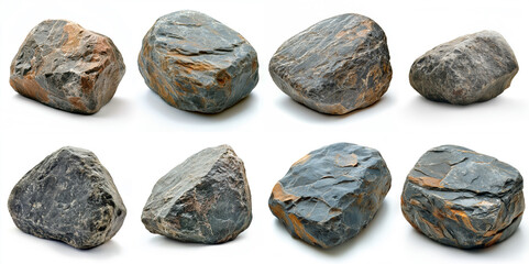 A set of stones on a white background. Set of stones on light background. 