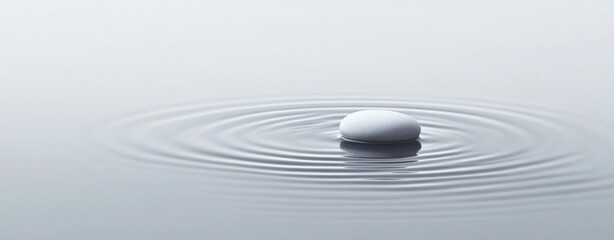 Simple and elegant background with a small white stone surrounded by water ripples.