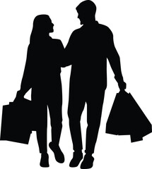 Silhouette of people shopping illustration