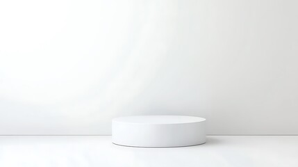 Clean Minimalist White Cylinder Product Display Platform on White Background Ideal for showcasing your products,cosmetics,branding