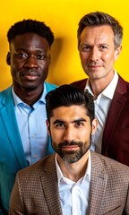 Studio shot of diverse real state agents or diverse businessmen, Group of multiethnicity businessman
