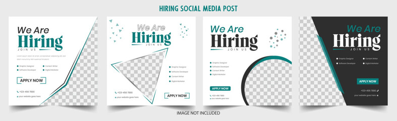 For the position of social media post banner design template in red, we are hiring. A position as a square web banner designer is open. notice of a vacancy in the workforce. isolated illustration