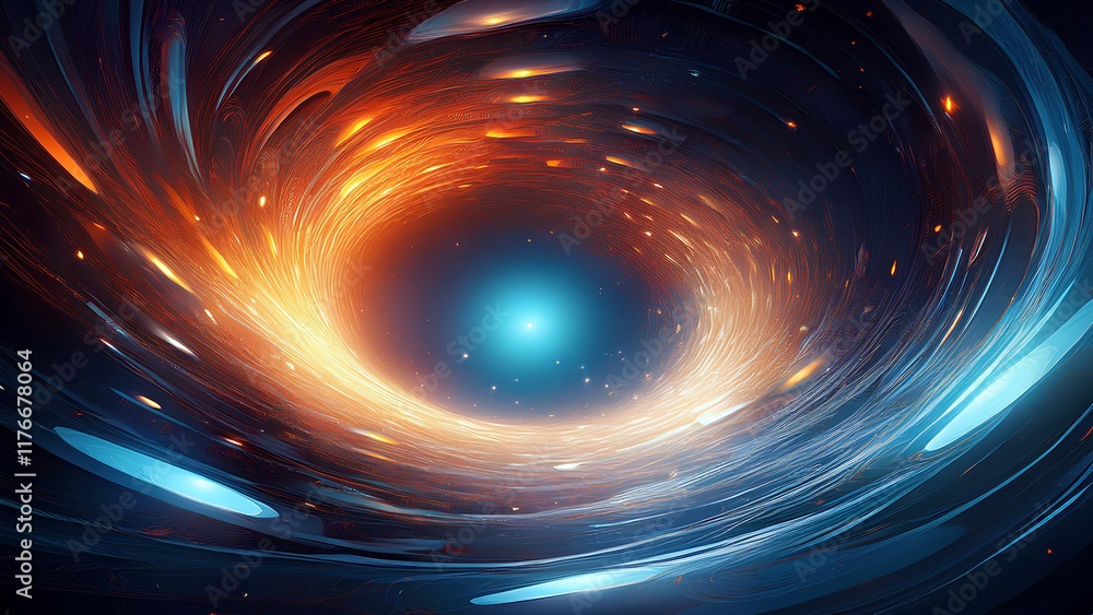 Poster abstract technological wavy background - spiral in the universe. optical texture: swirled grunge pat