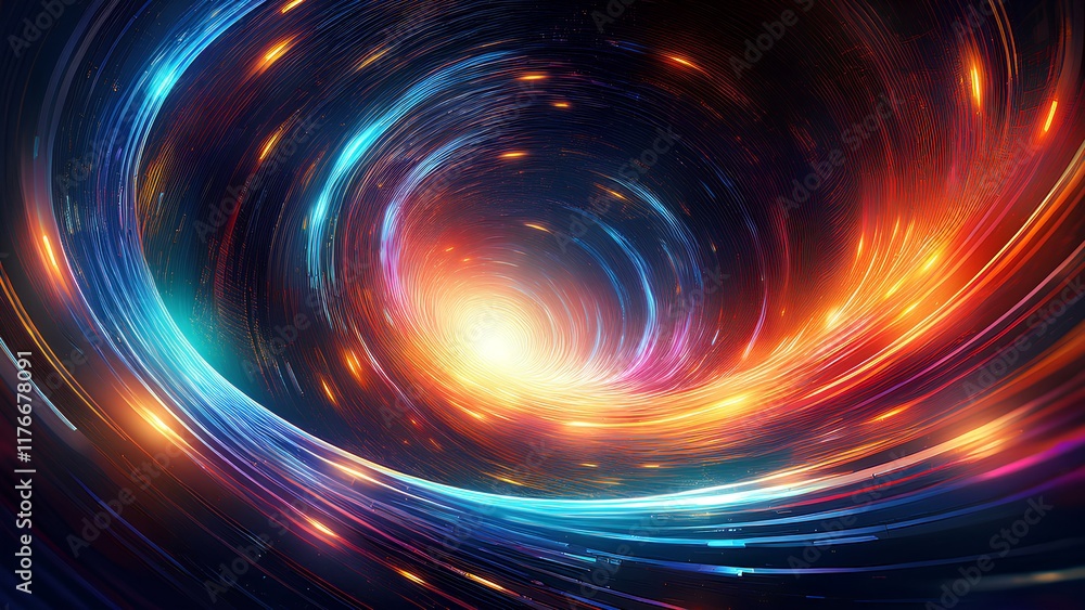 Poster abstract technological wavy background - spiral in the universe. optical texture: swirled grunge pat
