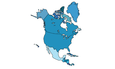 Map of North America, isolated on white background. Vector EPS.10	
