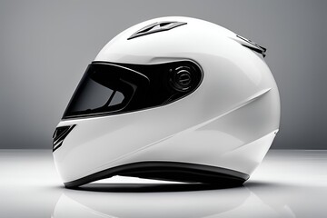 White fullface helmet isolated on white background.