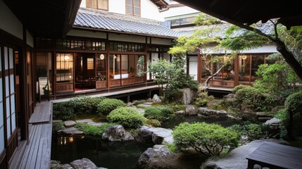 Tranquil Japanese Garden Courtyard: A Serene Oasis